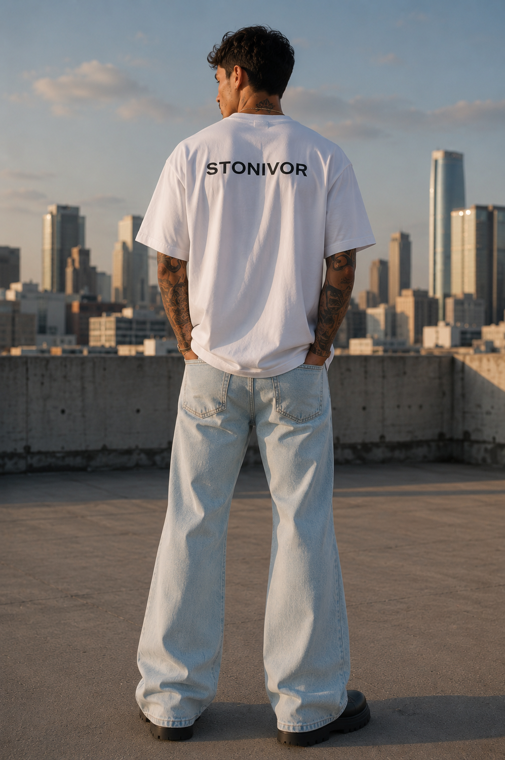 Wide Leg Flared Jean — Light Wash