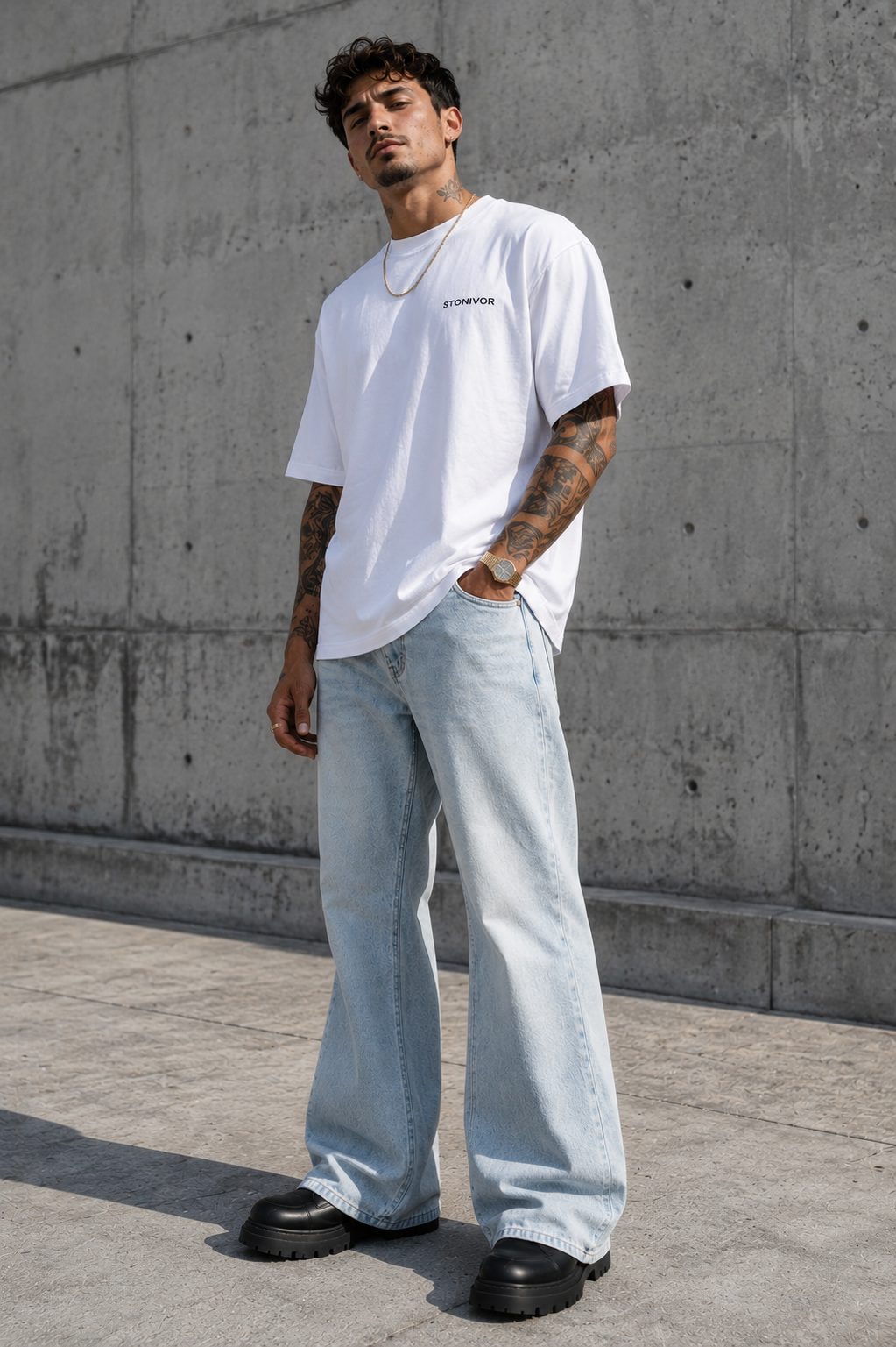 Wide Leg Flared Jean — Light Wash