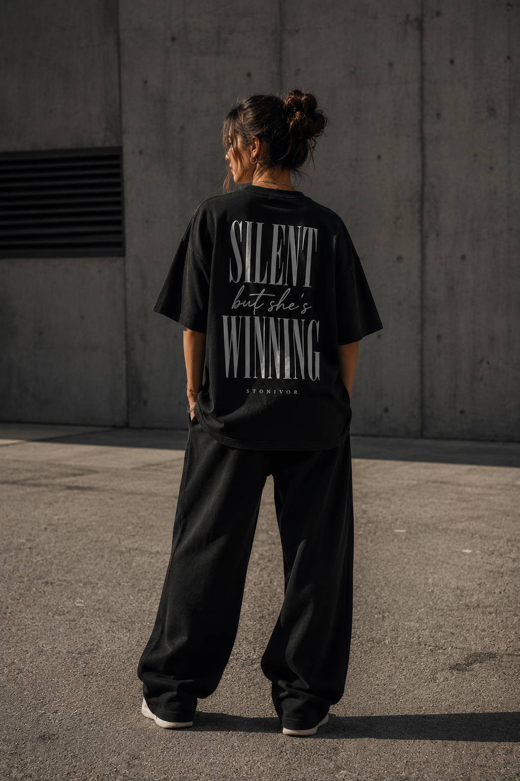 Silent But She's Winning Tee — Jet Black