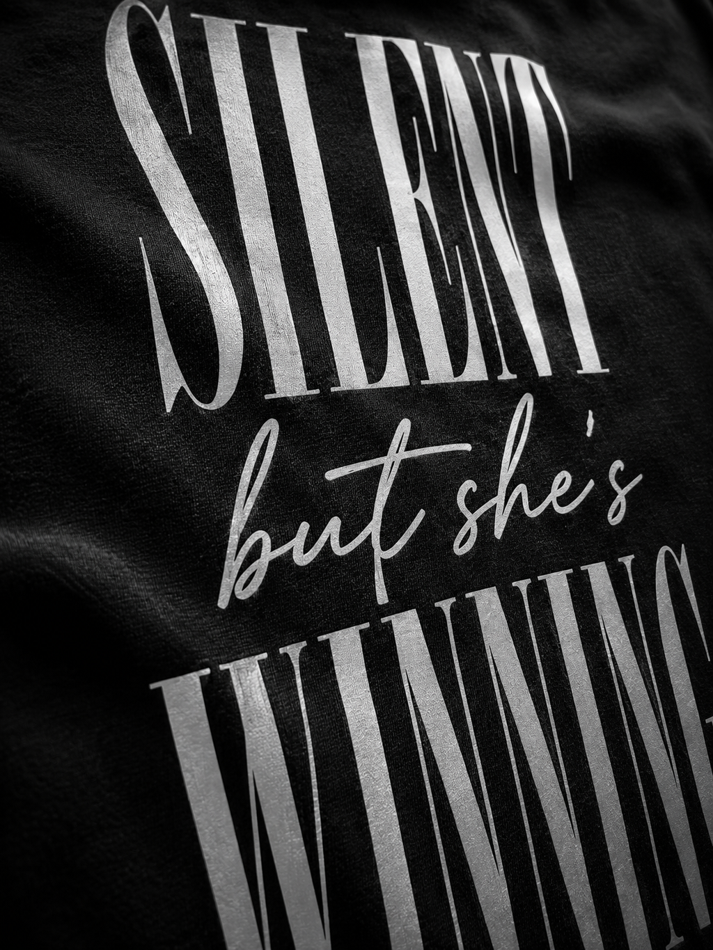 Silent But She's Winning Tee — Jet Black