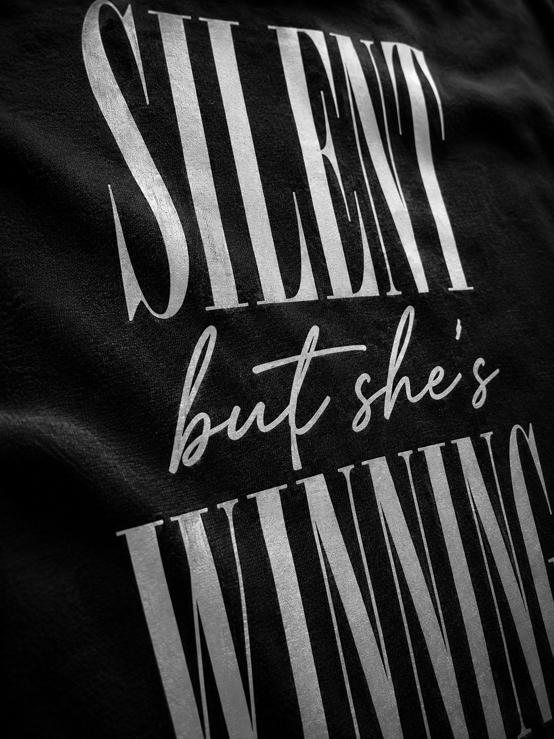 Silent But She's Winning Tee — Jet Black
