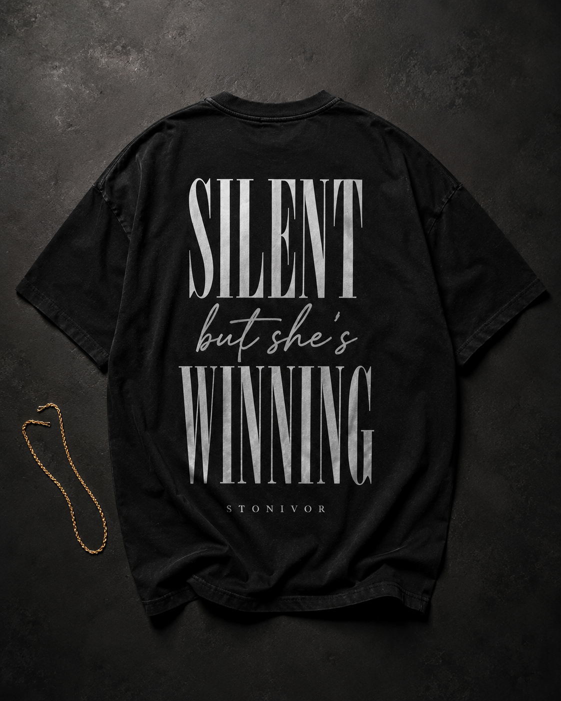 Silent But She's Winning Tee — Jet Black