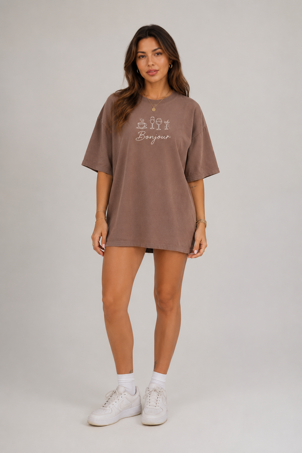 Bonjour Tee — Mocha Brown