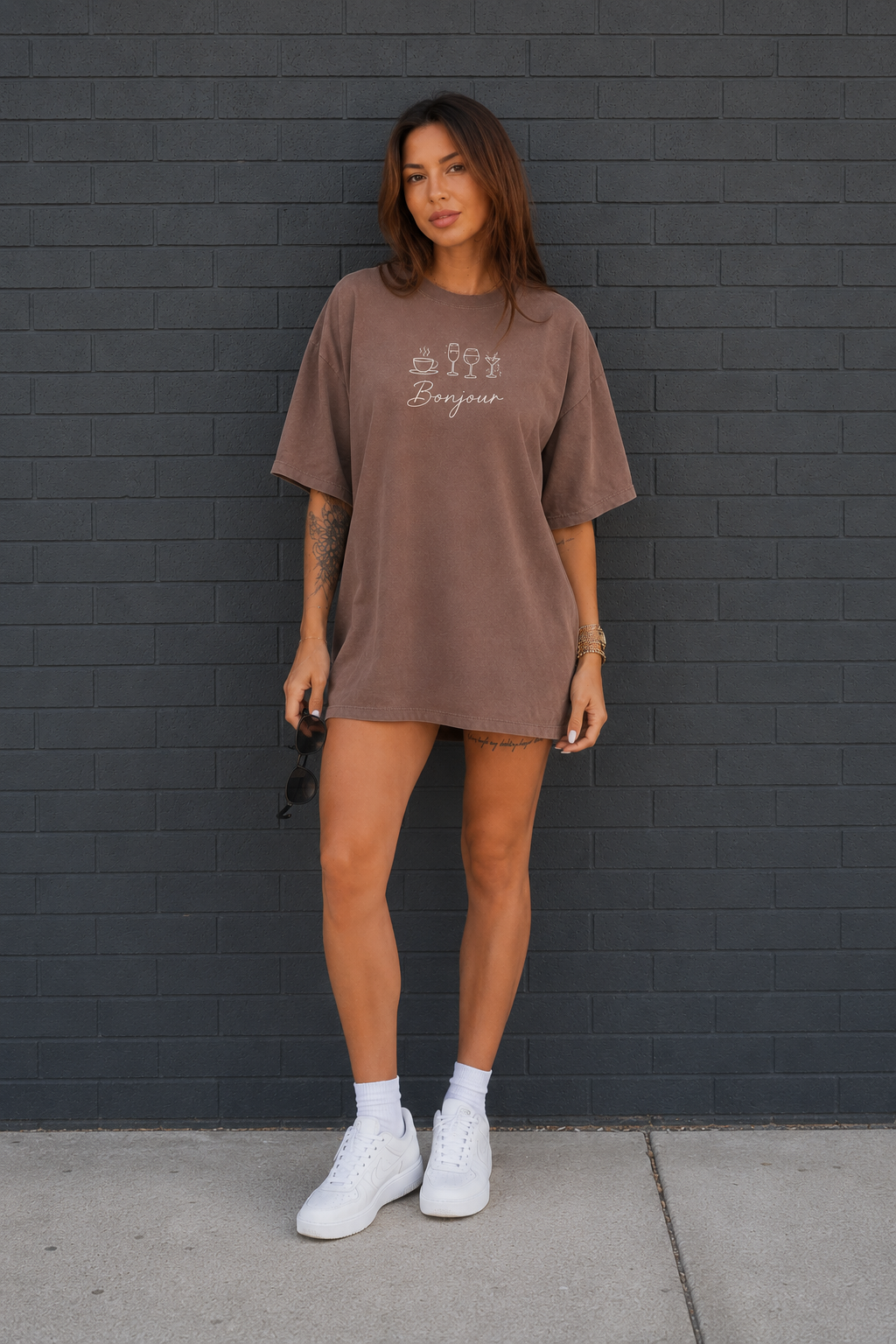 Bonjour Tee — Mocha Brown