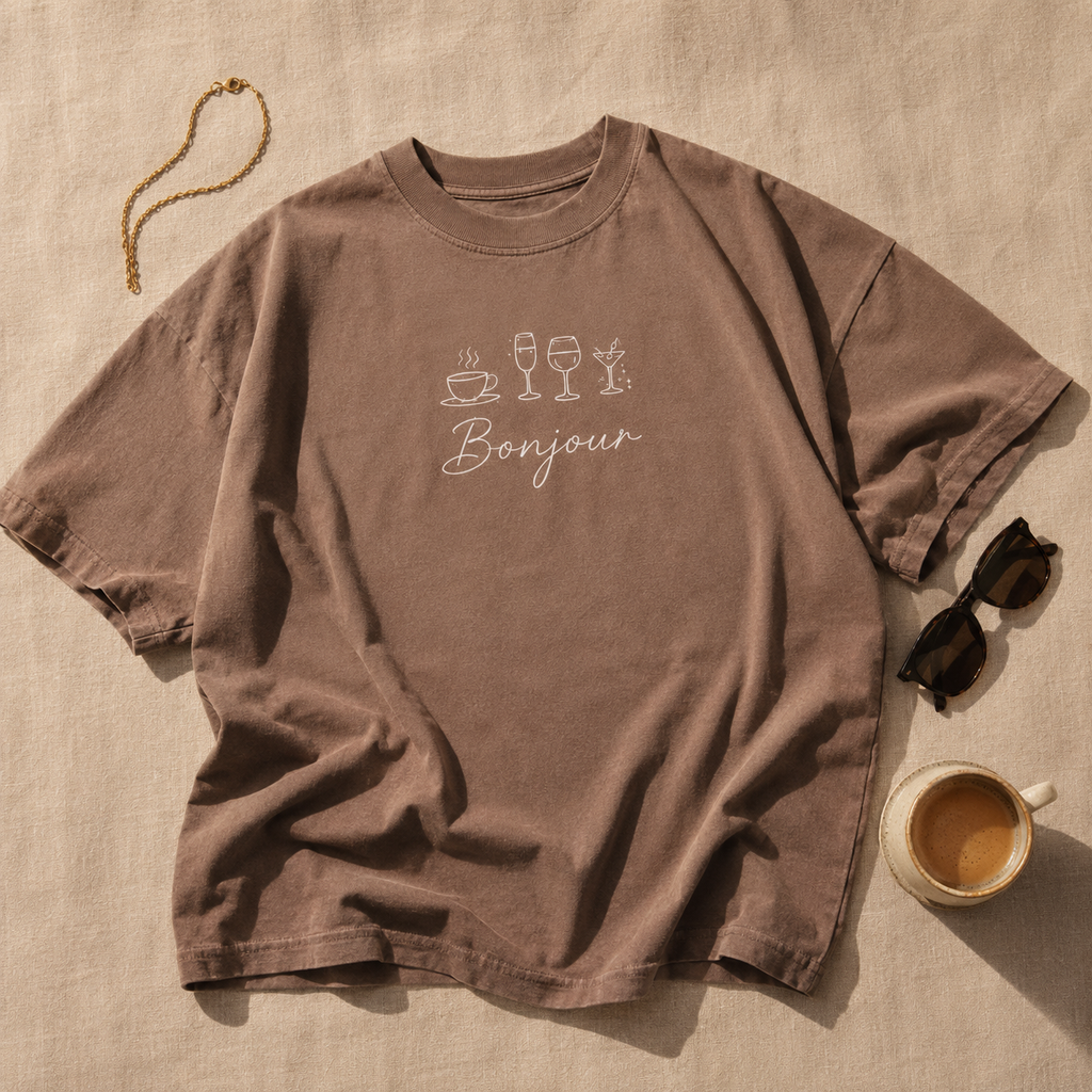 Bonjour Tee — Mocha Brown