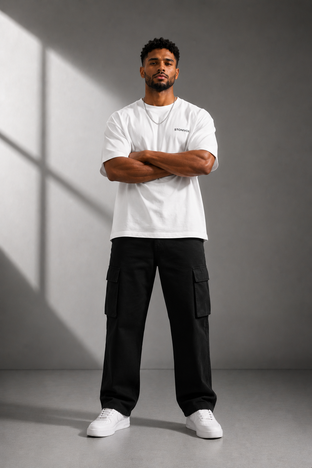 Wide Leg Cargo Pant — Black