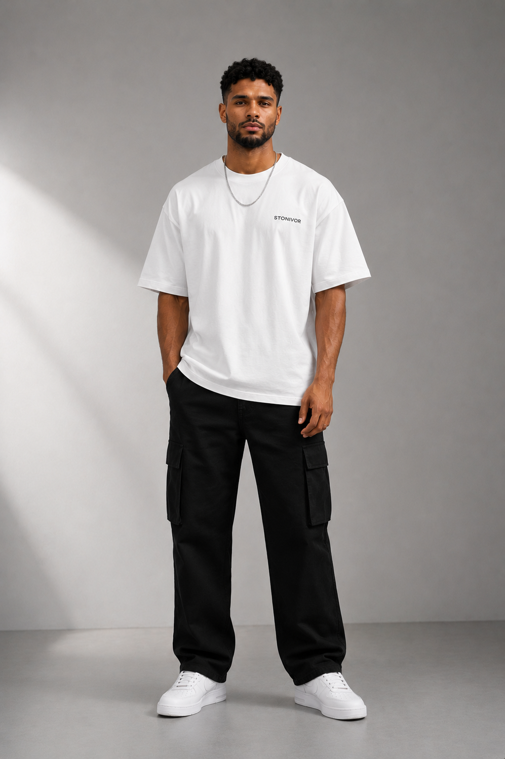 Wide Leg Cargo Pant — Black