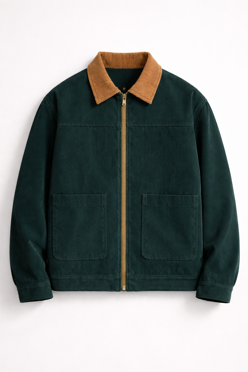 Corduroy Zip Jacket — Forest Green