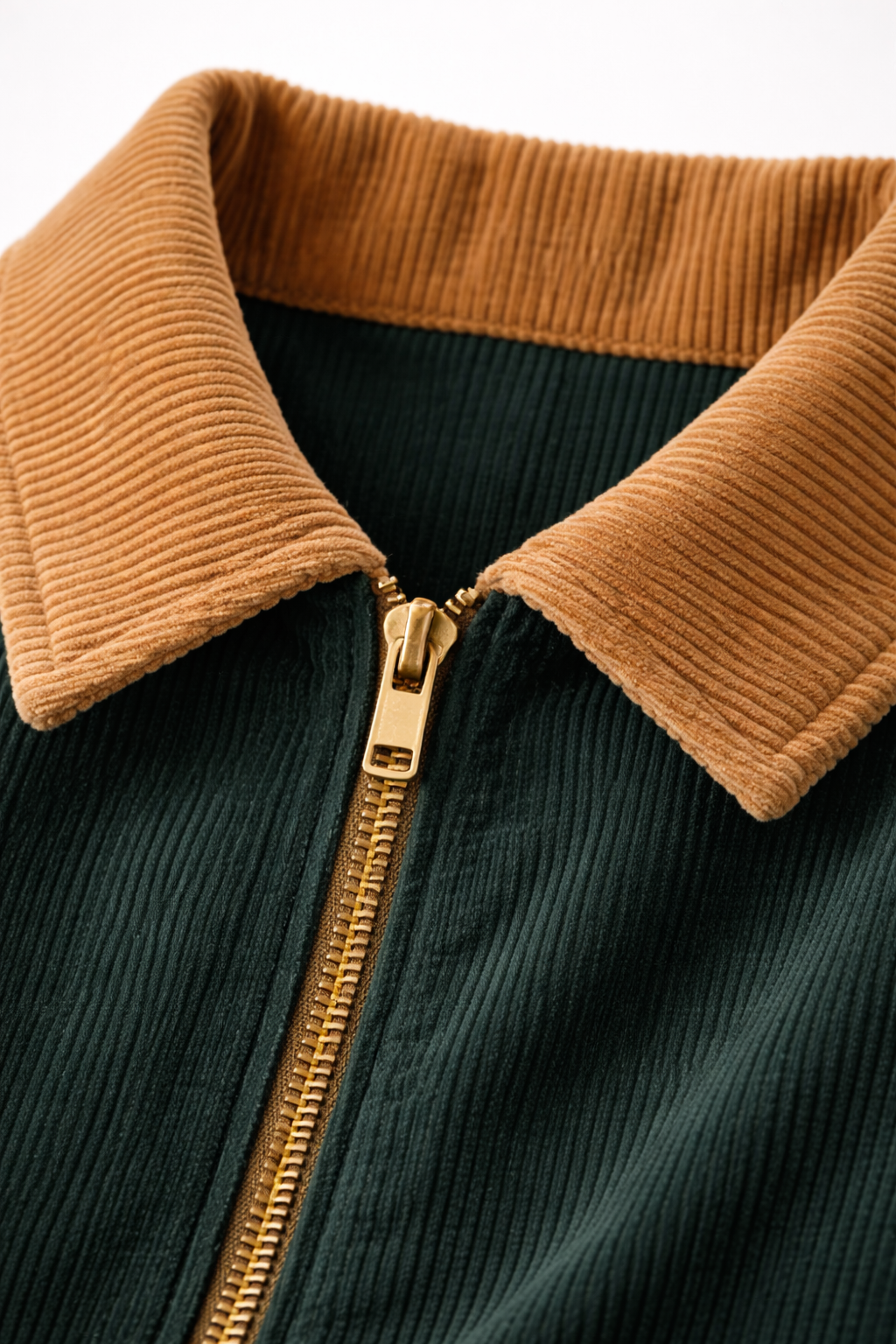 Corduroy Zip Jacket — Forest Green