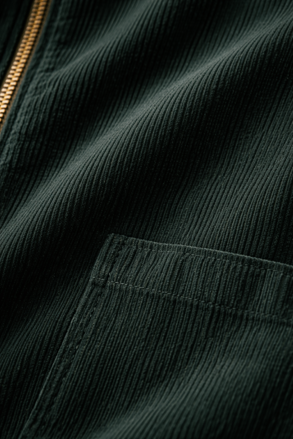 Corduroy Zip Jacket — Forest Green