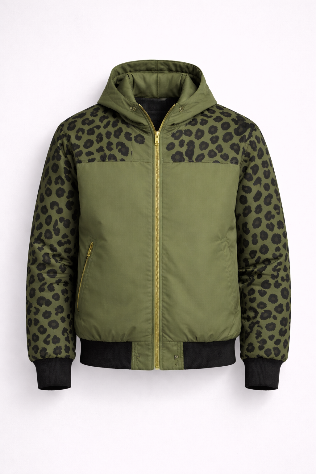 Camo Print Bomber - Olive Green