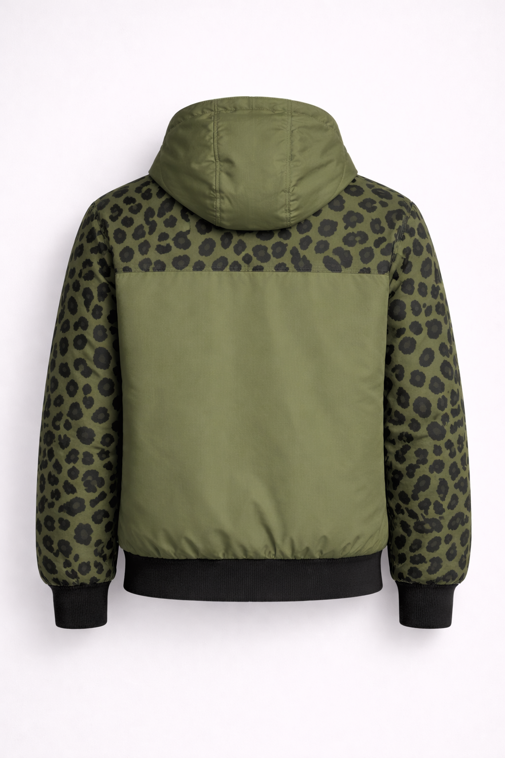 Camo Print Bomber - Olive Green