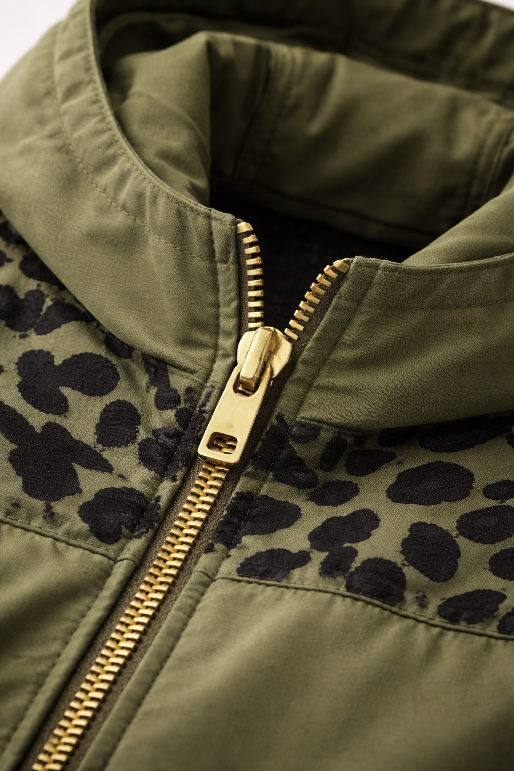 Camo Print Bomber - Olive Green