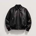 Leather Bomber - Black