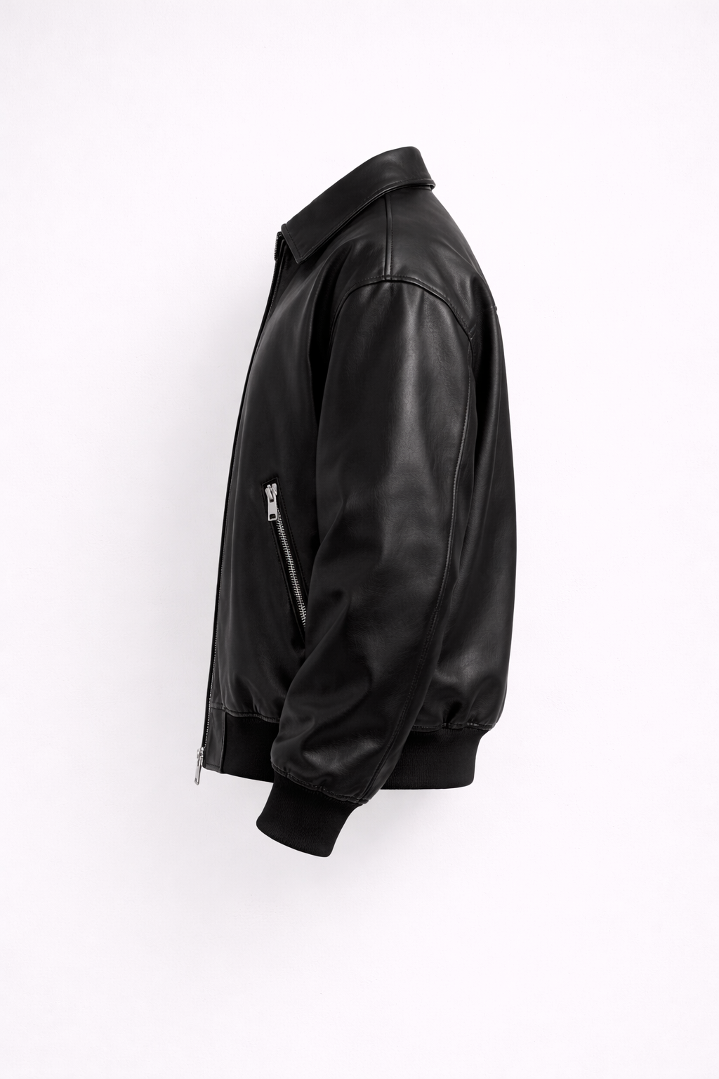 Leather Bomber - Black