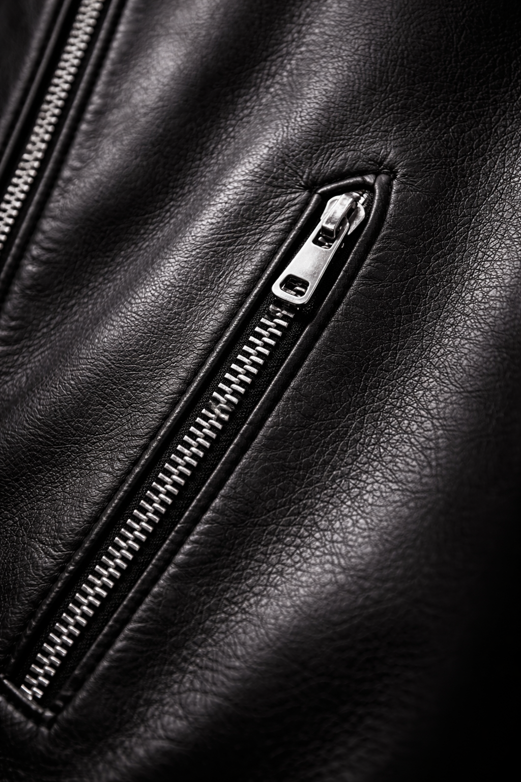 Leather Bomber - Black