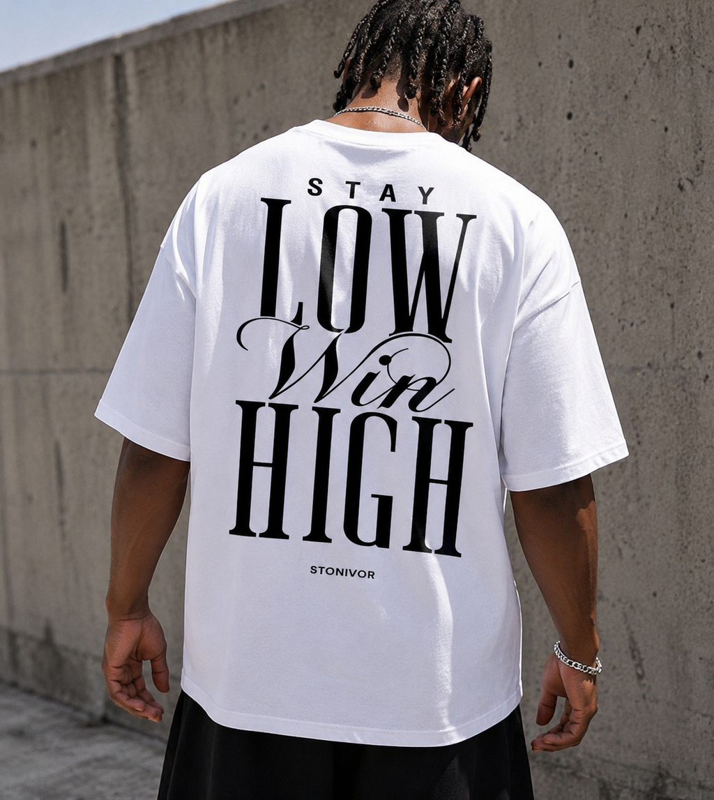 Stay Low Win High Tee ' White
