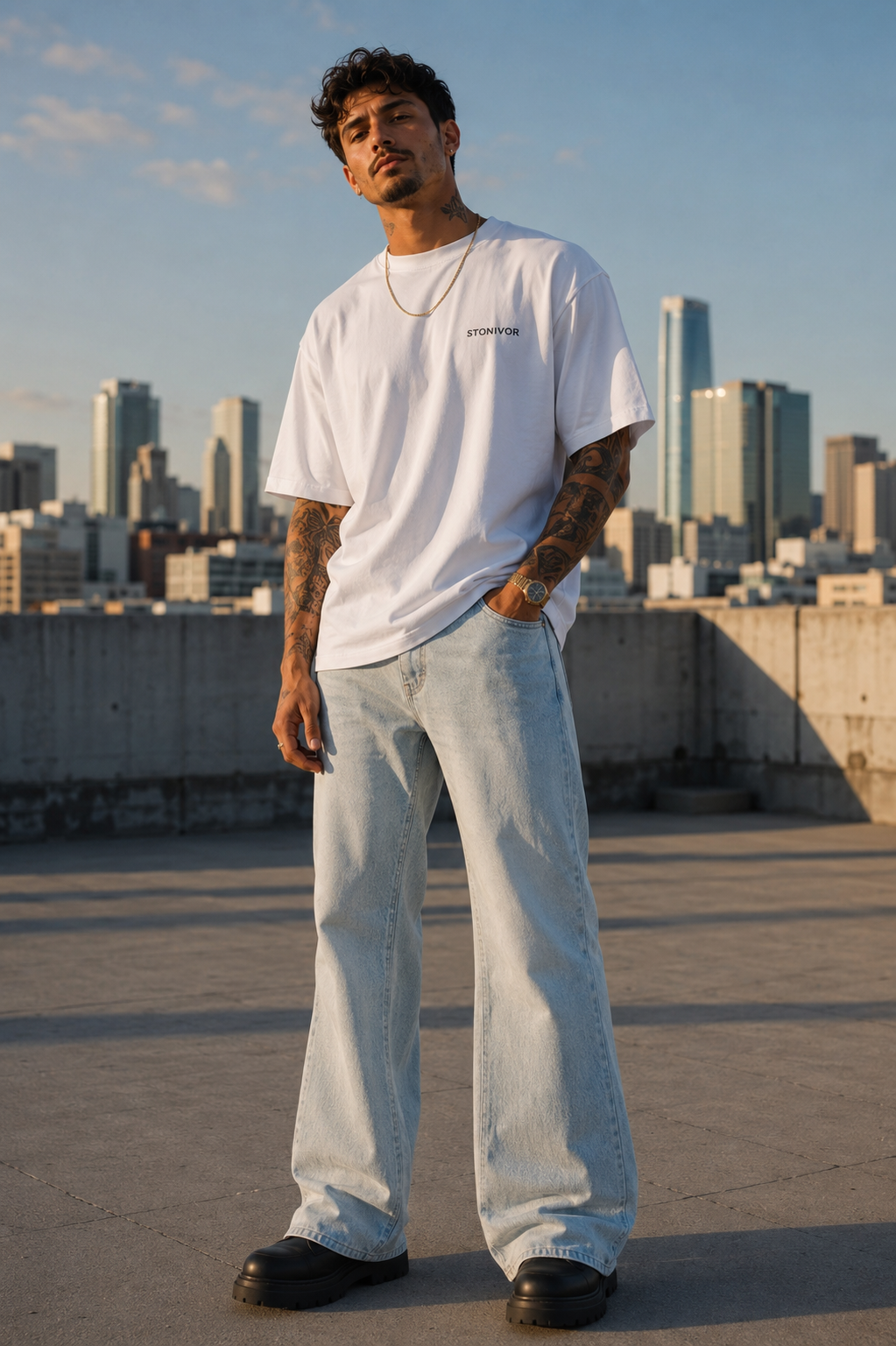 Wide Leg Flared Jean — Light Wash