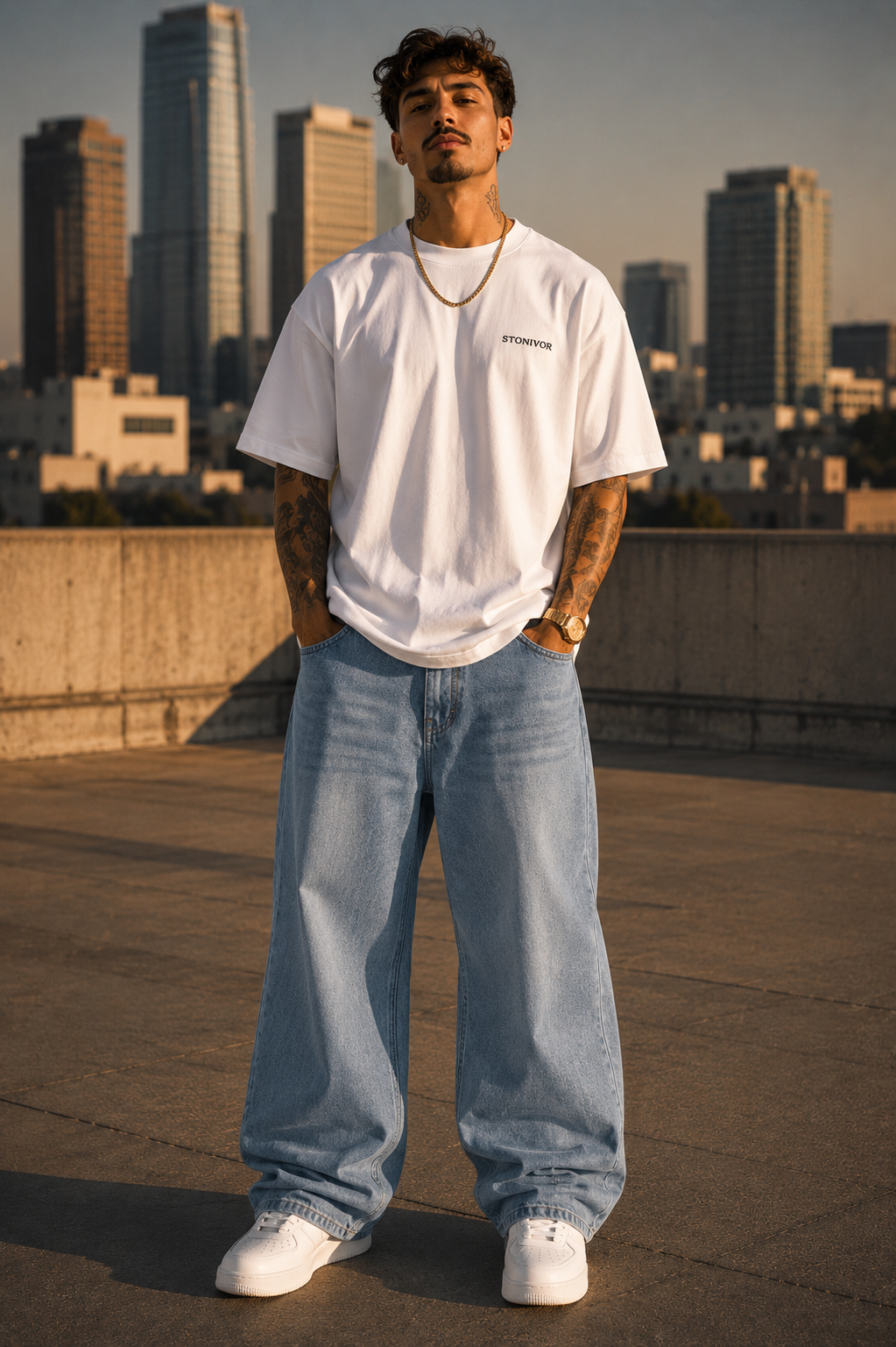 Baggy Wide Leg Jean — Sky Blue